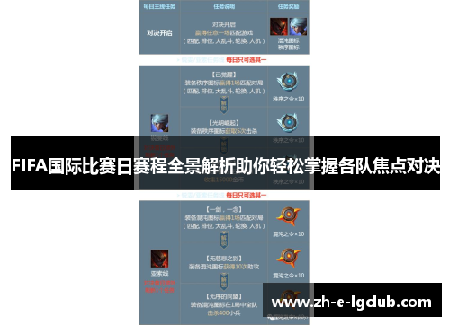 FIFA国际比赛日赛程全景解析助你轻松掌握各队焦点对决